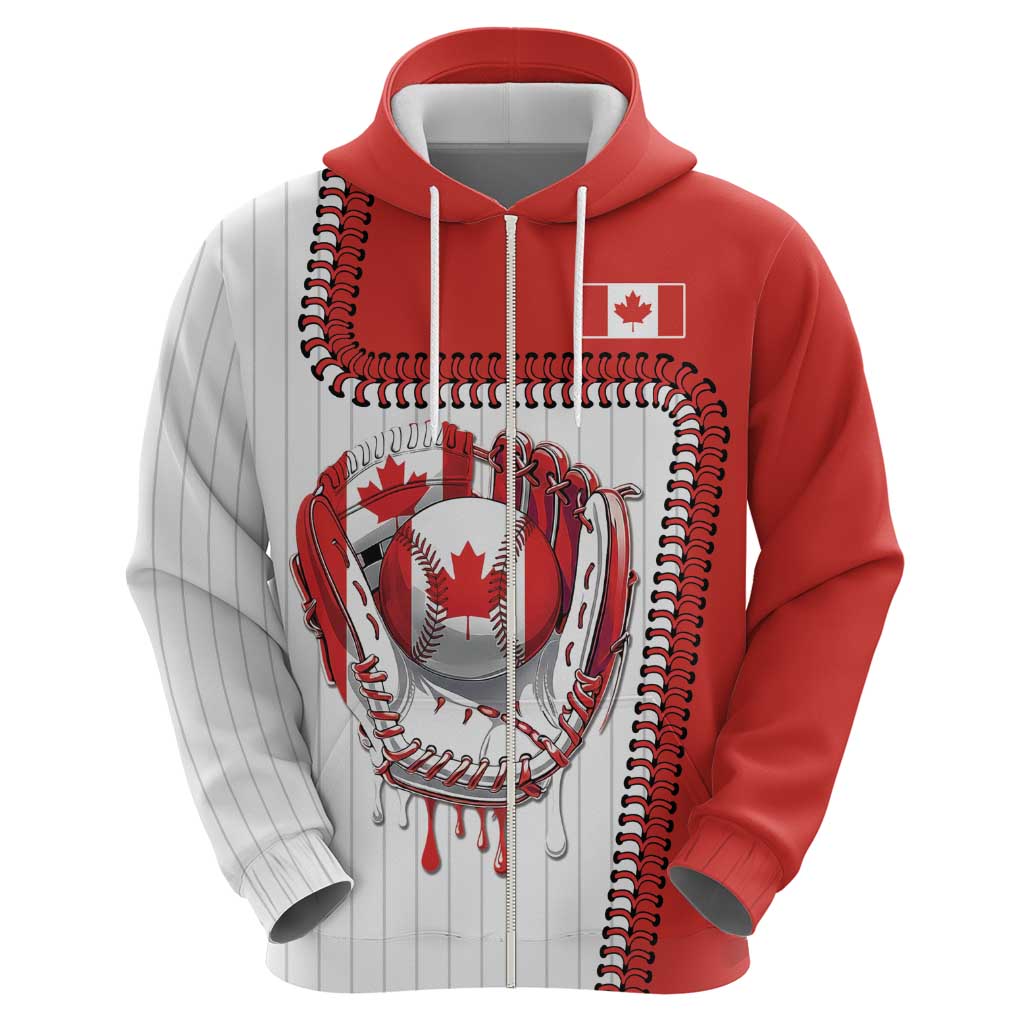 Custom Dripping Baseball Canada Zip Hoodie