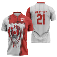 Custom Dripping Baseball Canada Zipper Polo Shirt