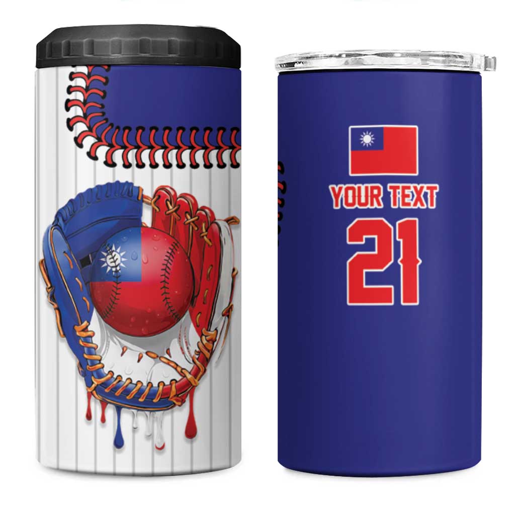 Custom Dripping Baseball Chinese Taipei 4 in 1 Can Cooler Tumbler
