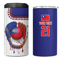 Custom Dripping Baseball Chinese Taipei 4 in 1 Can Cooler Tumbler