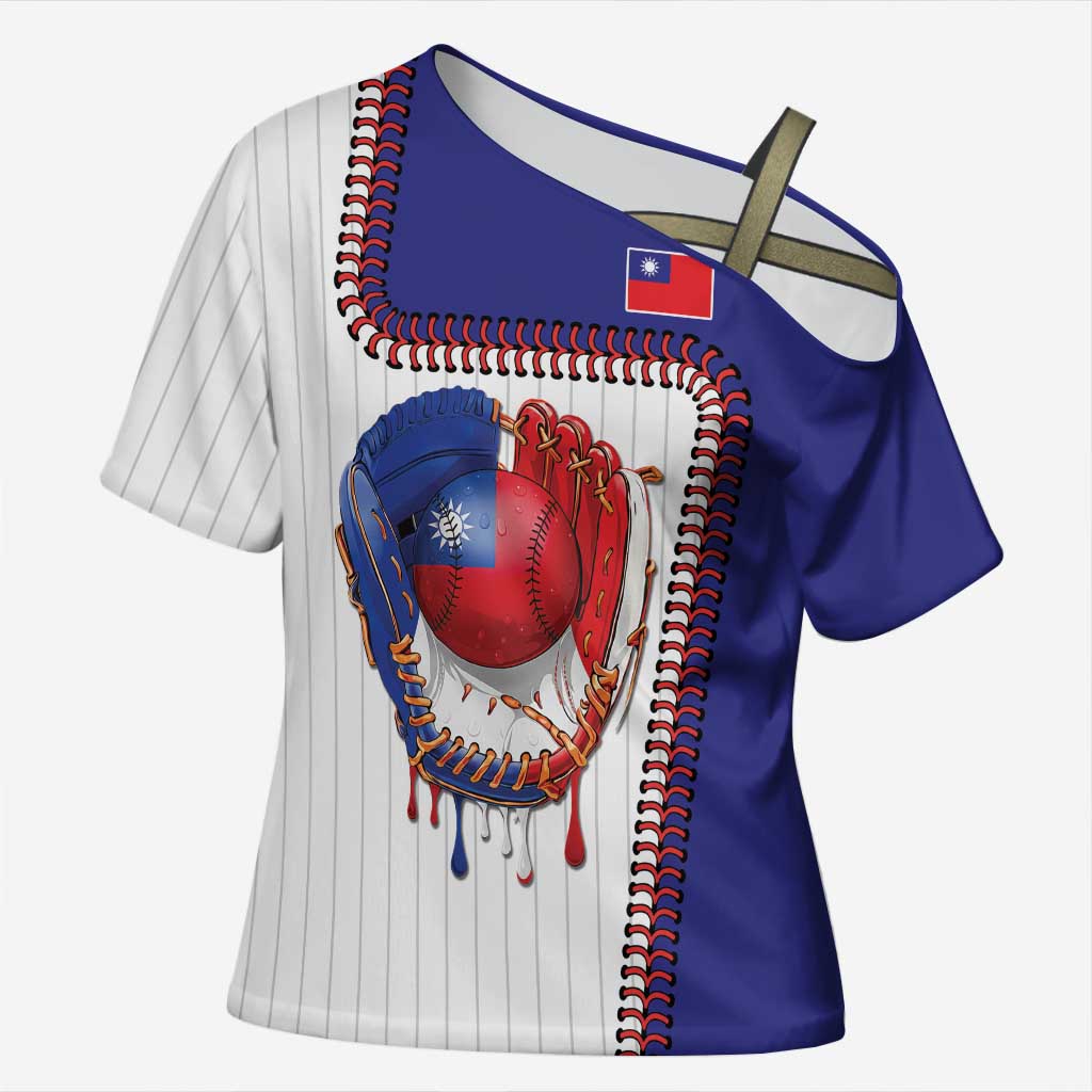 Custom Dripping Baseball Chinese Taipei Cross Shoulder Shirt