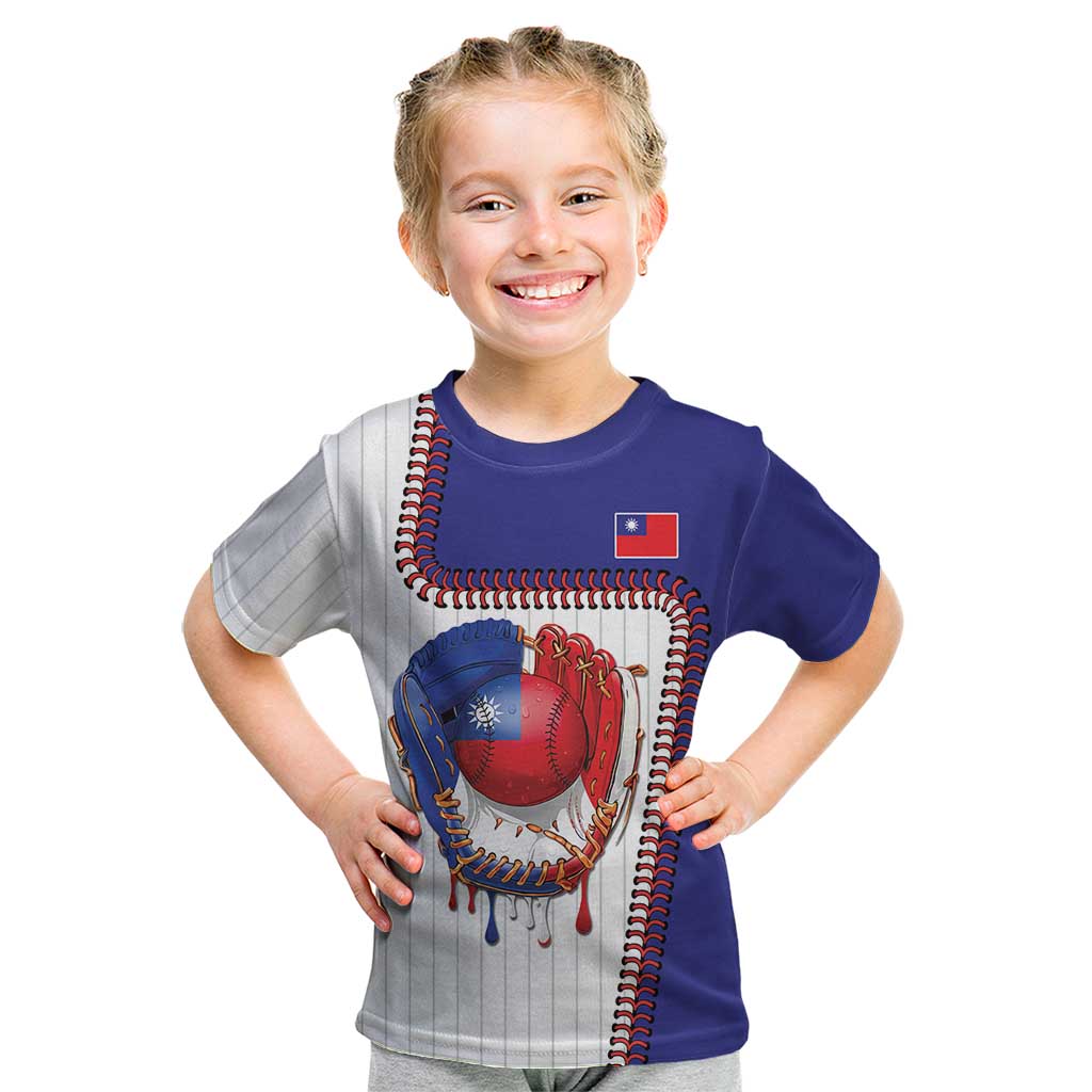 Custom Dripping Baseball Chinese Taipei Kid T Shirt