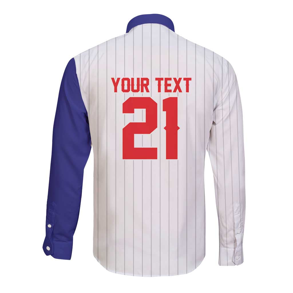 Custom Dripping Baseball Chinese Taipei Long Sleeve Button Shirt