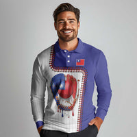 Custom Dripping Baseball Chinese Taipei Long Sleeve Polo Shirt