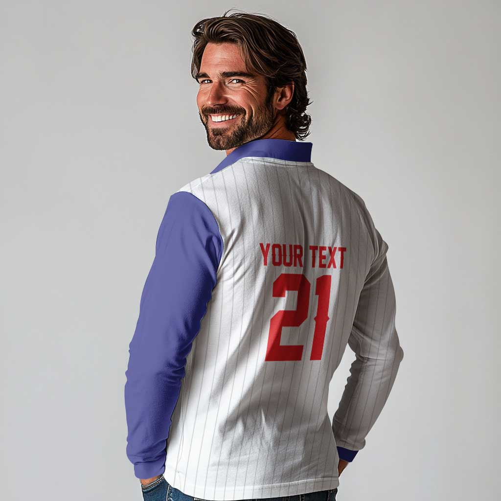 Custom Dripping Baseball Chinese Taipei Long Sleeve Polo Shirt