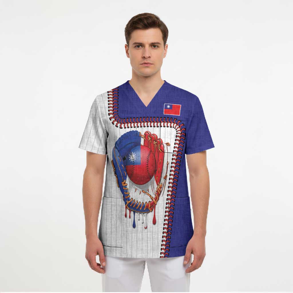 Custom Dripping Baseball Chinese Taipei Scrub Top