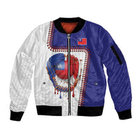 Custom Dripping Baseball Chinese Taipei Sleeve Zip Bomber Jacket