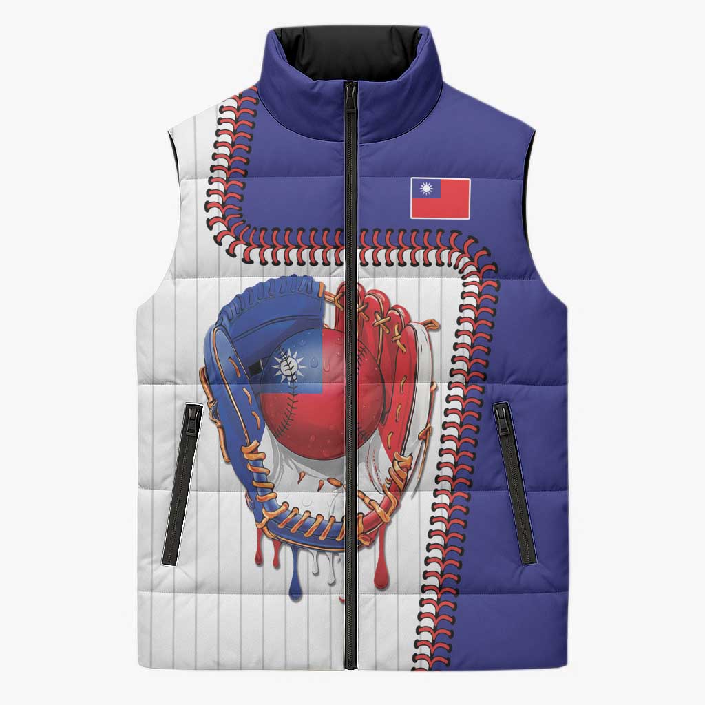 Custom Dripping Baseball Chinese Taipei Sleeveless Puffer Jacket