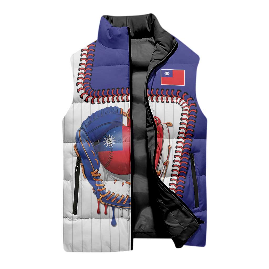 Custom Dripping Baseball Chinese Taipei Sleeveless Puffer Jacket
