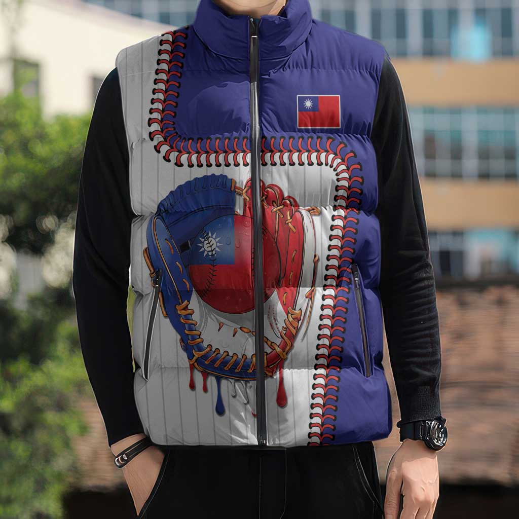 Custom Dripping Baseball Chinese Taipei Sleeveless Puffer Jacket