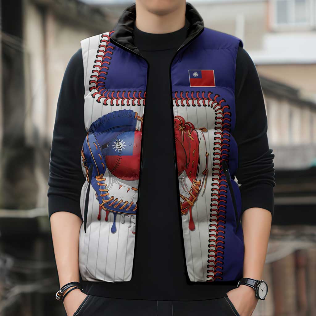 Custom Dripping Baseball Chinese Taipei Sleeveless Puffer Jacket