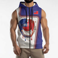 Custom Dripping Baseball Chinese Taipei Sleeveless Zip Hoodie