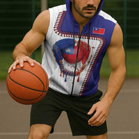 Custom Dripping Baseball Chinese Taipei Sleeveless Zip Hoodie