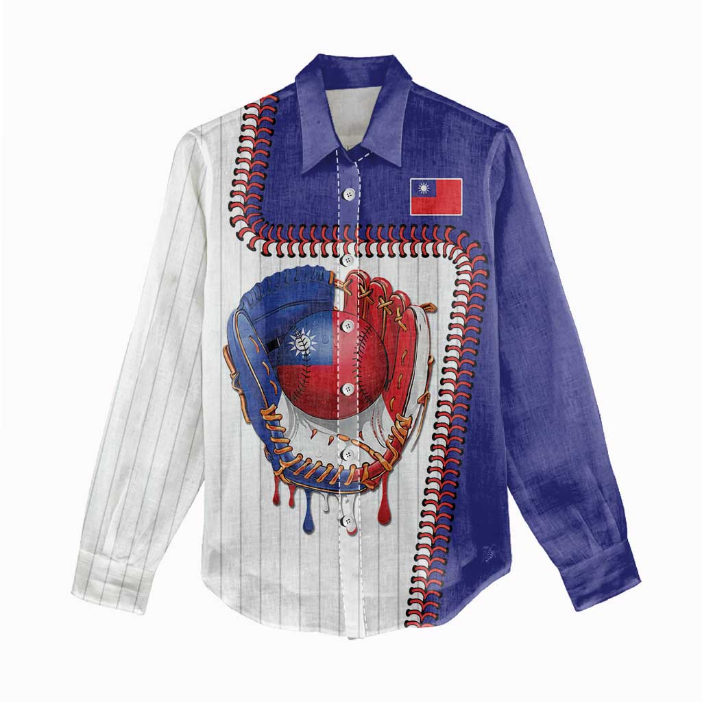 Custom Dripping Baseball Chinese Taipei Women Casual Shirt
