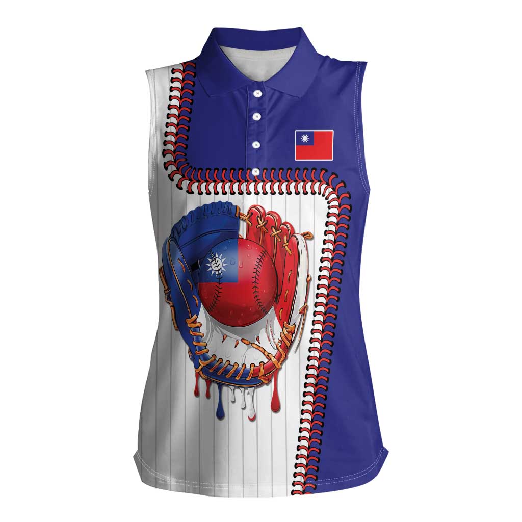 Custom Dripping Baseball Chinese Taipei Women Sleeveless Polo Shirt