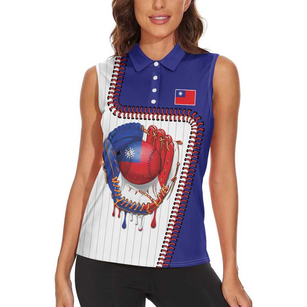 Custom Dripping Baseball Chinese Taipei Women Sleeveless Polo Shirt
