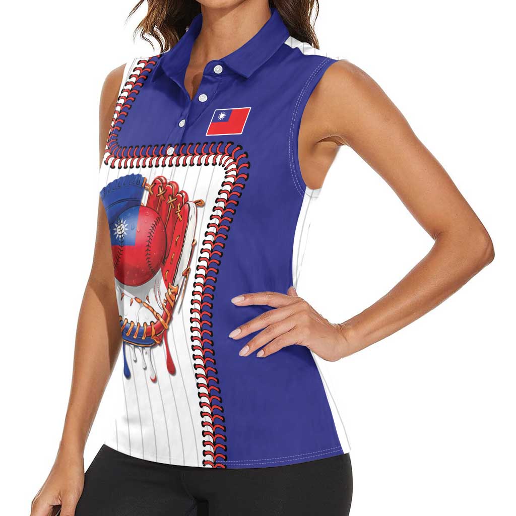 Custom Dripping Baseball Chinese Taipei Women Sleeveless Polo Shirt