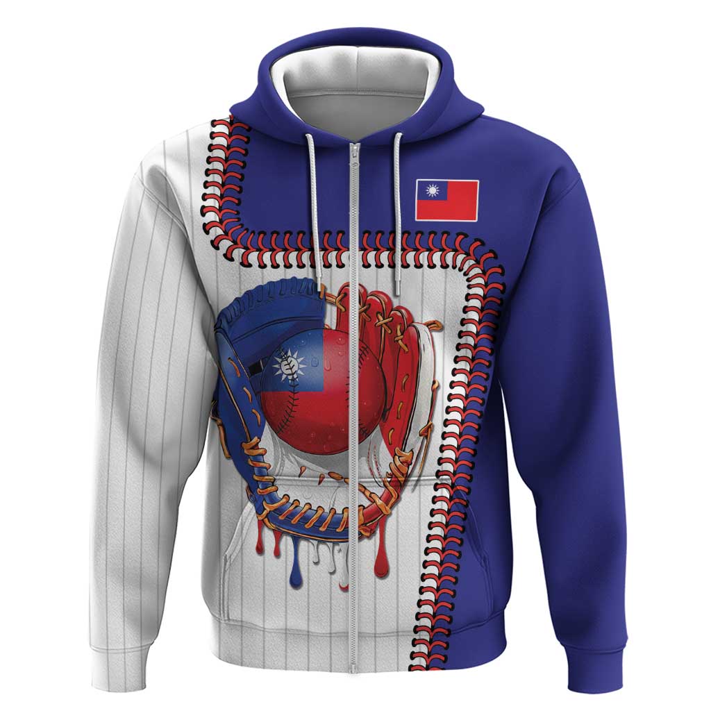 Custom Dripping Baseball Chinese Taipei Zip Hoodie
