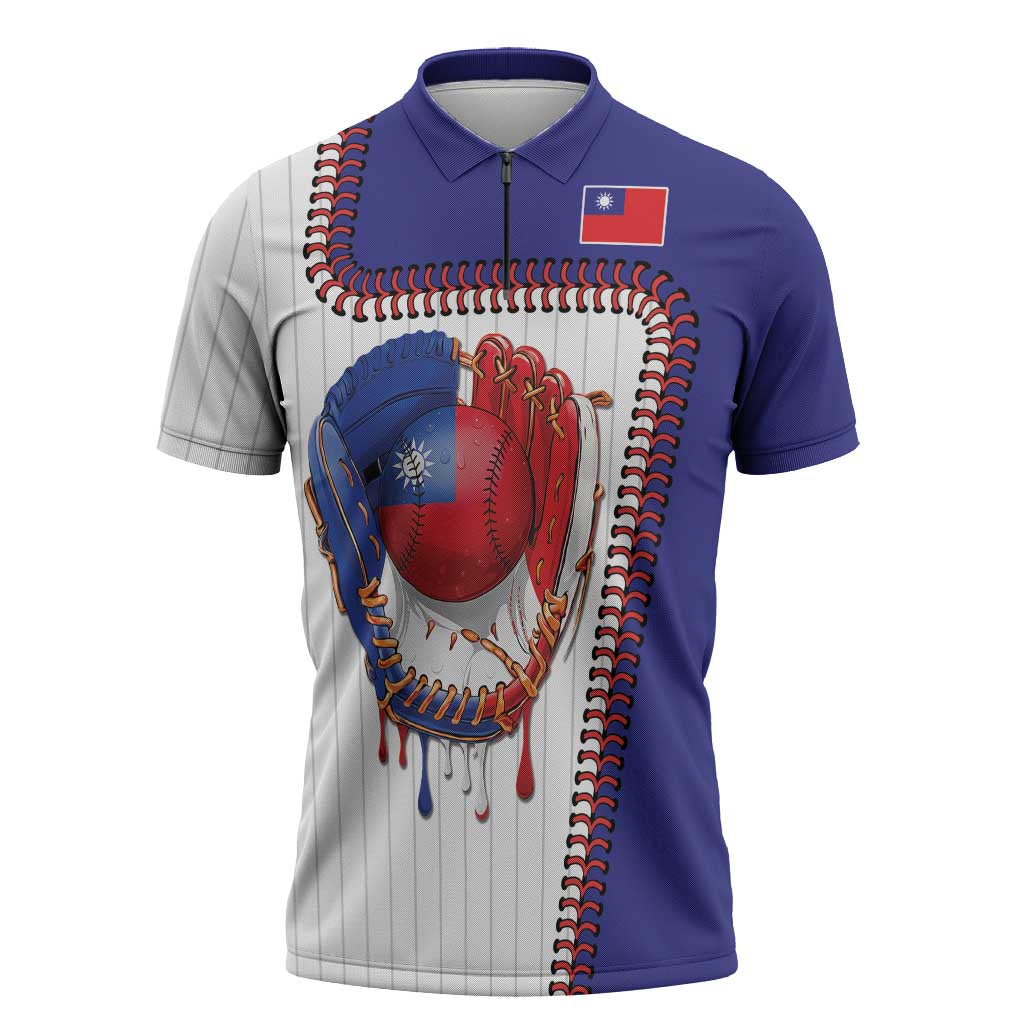 Custom Dripping Baseball Chinese Taipei Zipper Polo Shirt