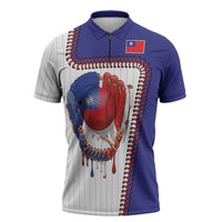 Custom Dripping Baseball Chinese Taipei Zipper Polo Shirt