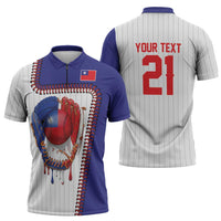 Custom Dripping Baseball Chinese Taipei Zipper Polo Shirt