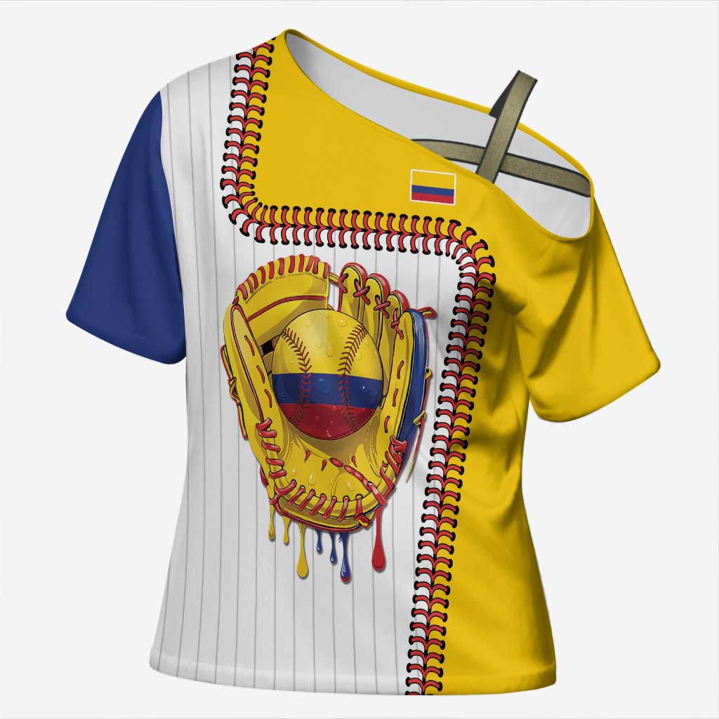 Custom Dripping Baseball Colombia Cross Shoulder Shirt