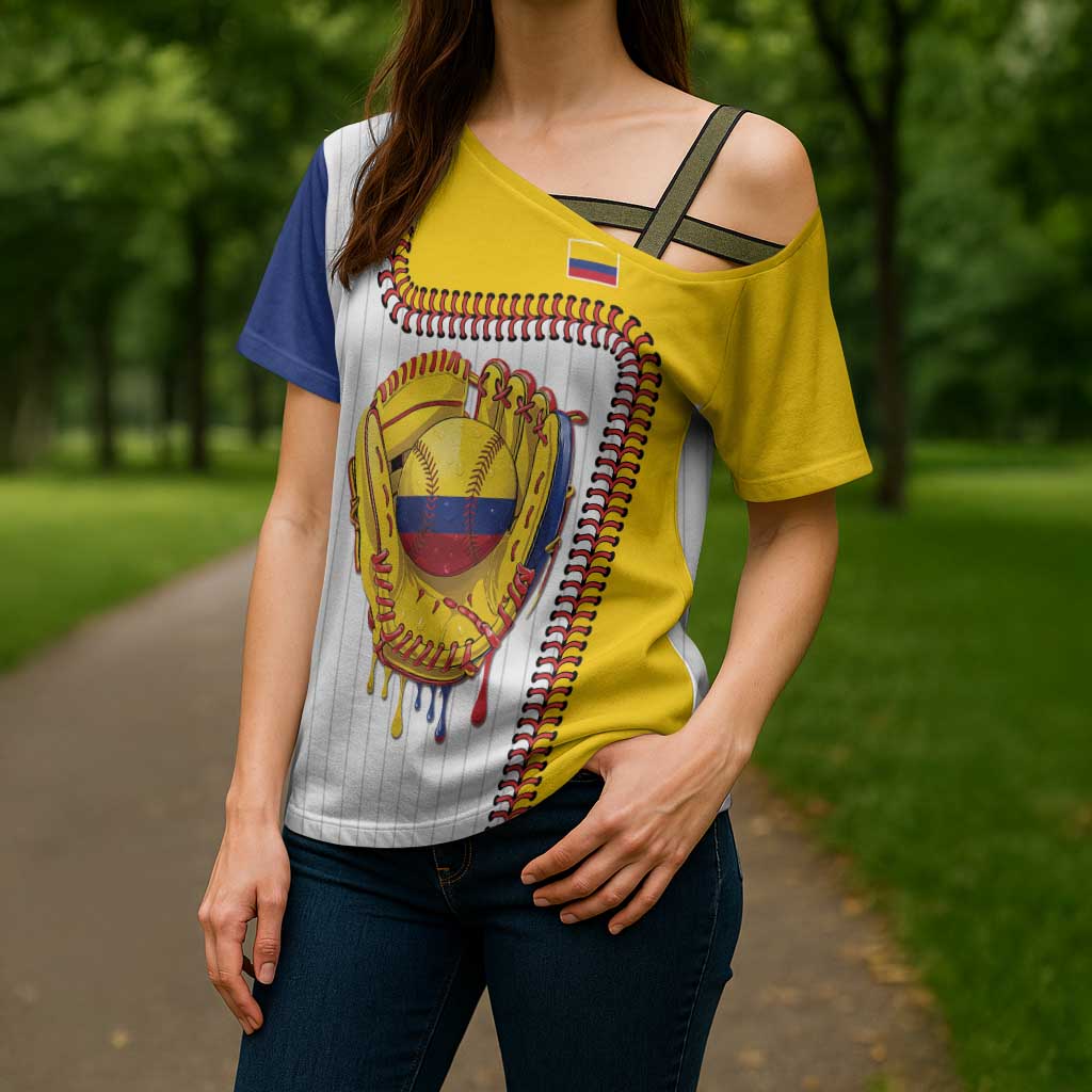 Custom Dripping Baseball Colombia Cross Shoulder Shirt