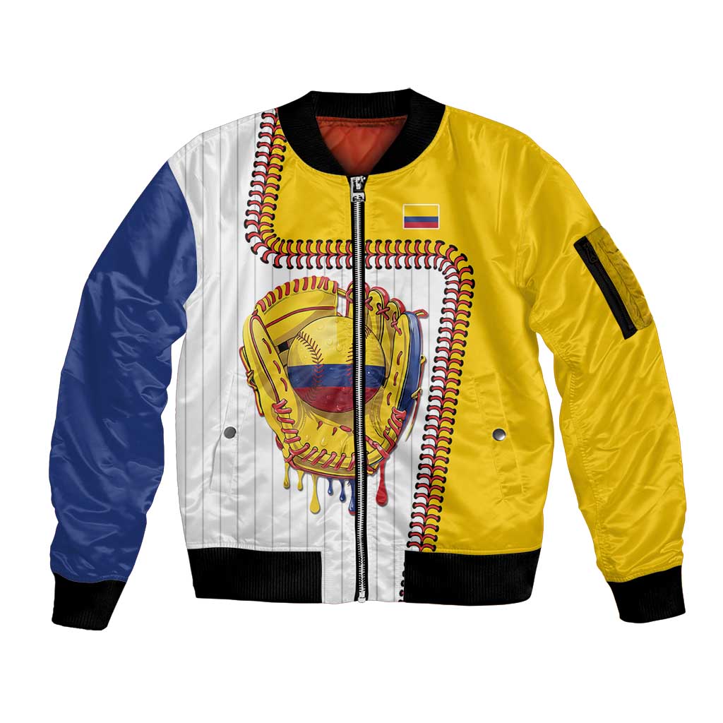 Custom Dripping Baseball Colombia Sleeve Zip Bomber Jacket
