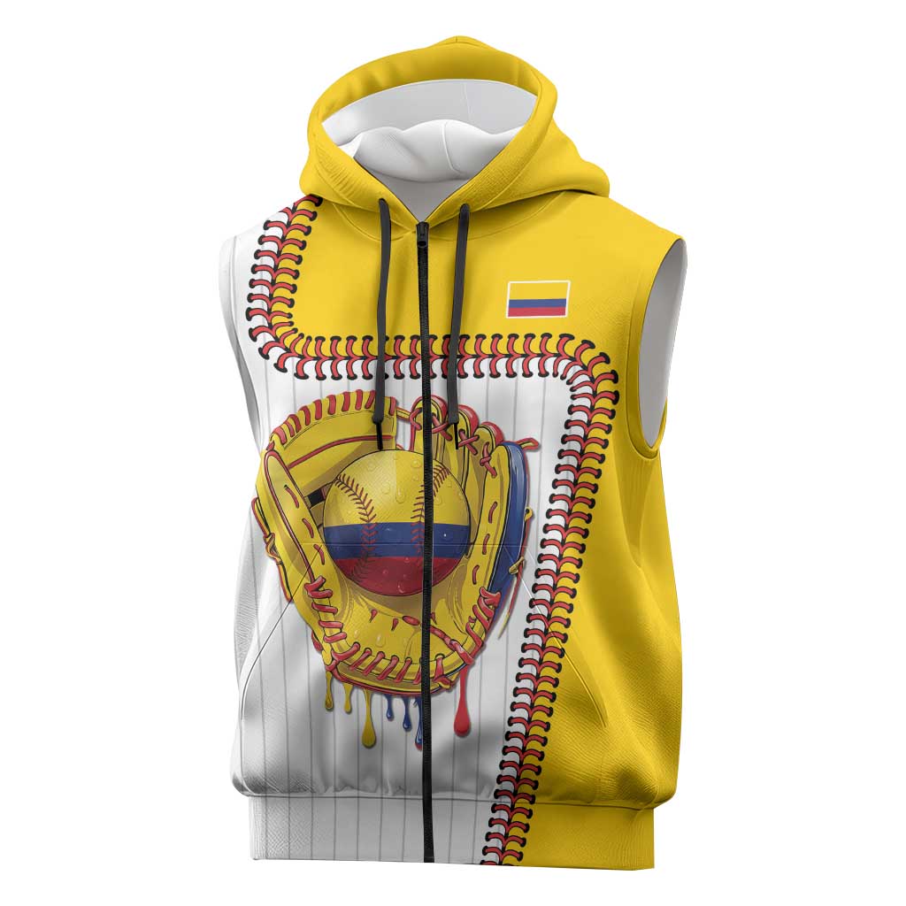 Custom Dripping Baseball Colombia Sleeveless Zip Hoodie