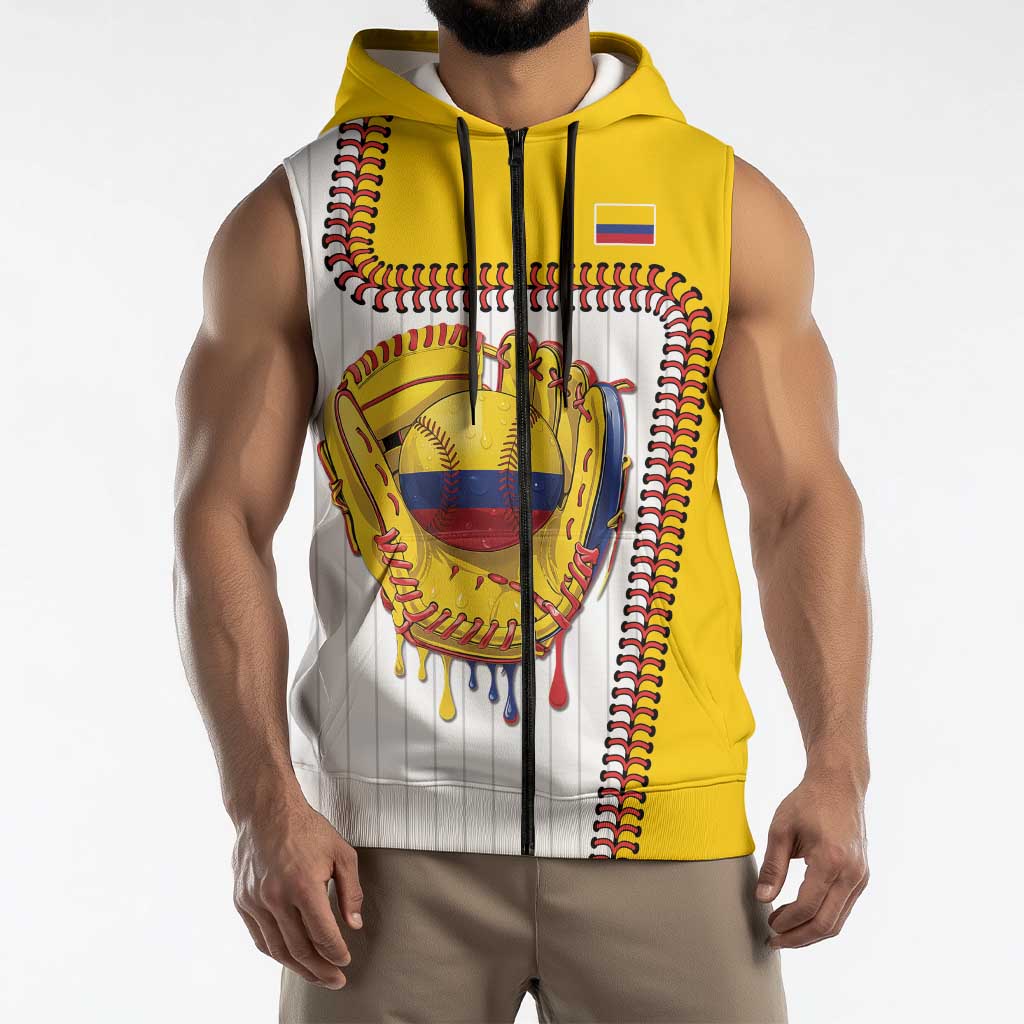 Custom Dripping Baseball Colombia Sleeveless Zip Hoodie