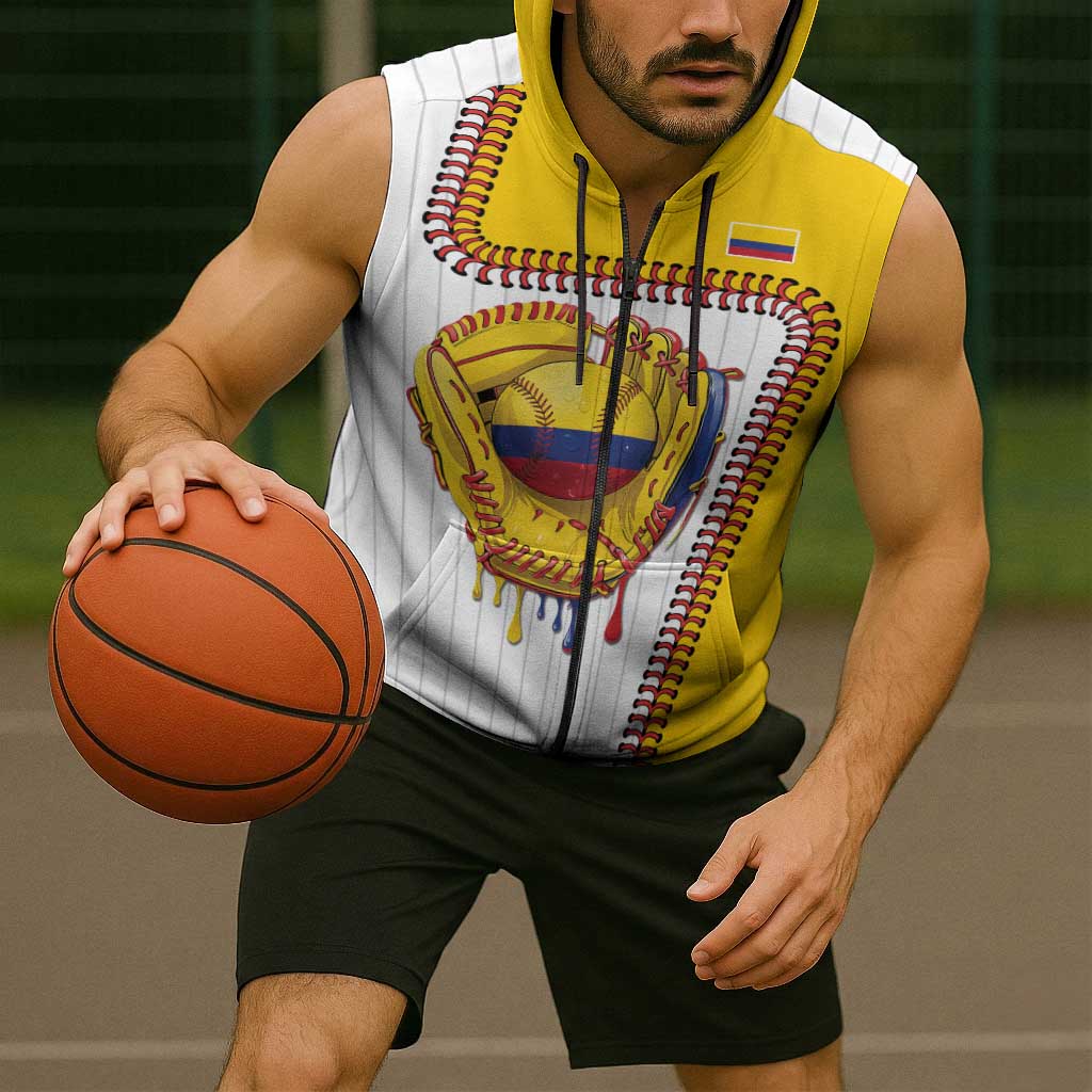 Custom Dripping Baseball Colombia Sleeveless Zip Hoodie