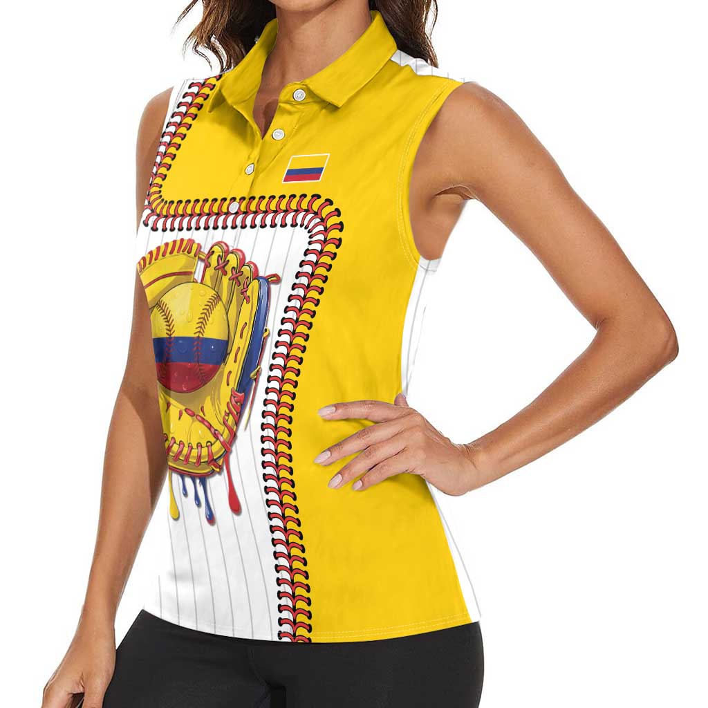 Custom Dripping Baseball Colombia Women Sleeveless Polo Shirt