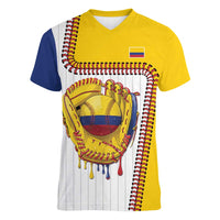 Custom Dripping Baseball Colombia Women V-Neck T-Shirt