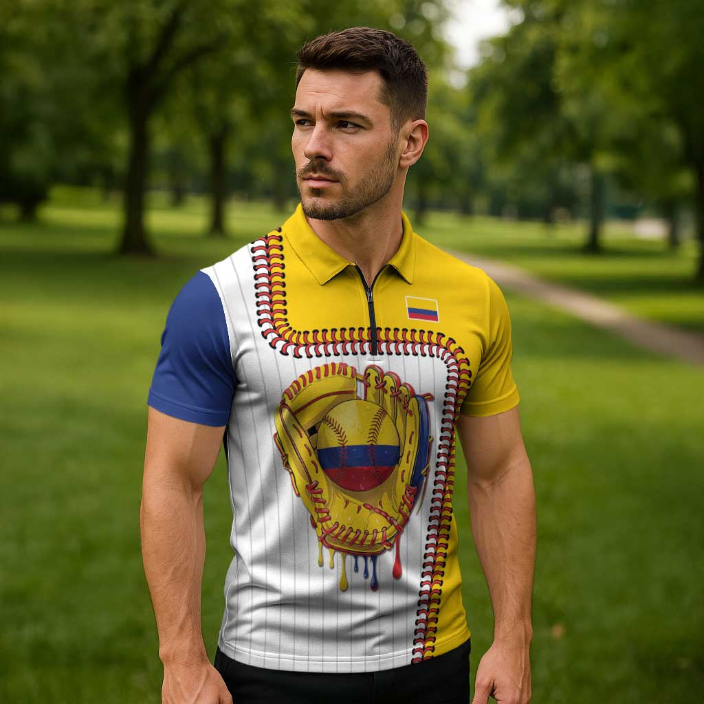 Custom Dripping Baseball Colombia Zipper Polo Shirt