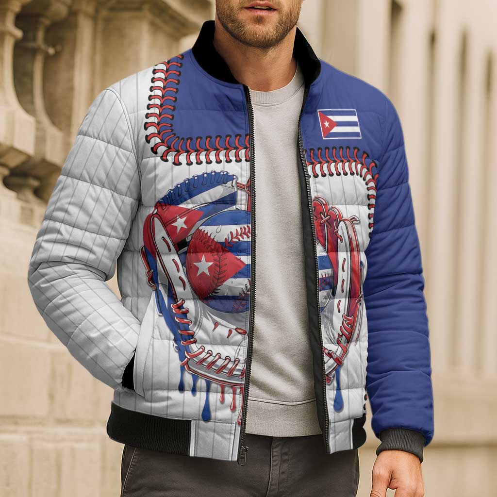 Custom Dripping Baseball Cuba Bomber Puffer Jacket