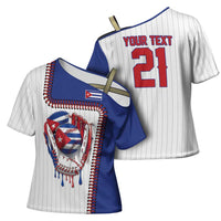 Custom Dripping Baseball Cuba Cross Shoulder Shirt