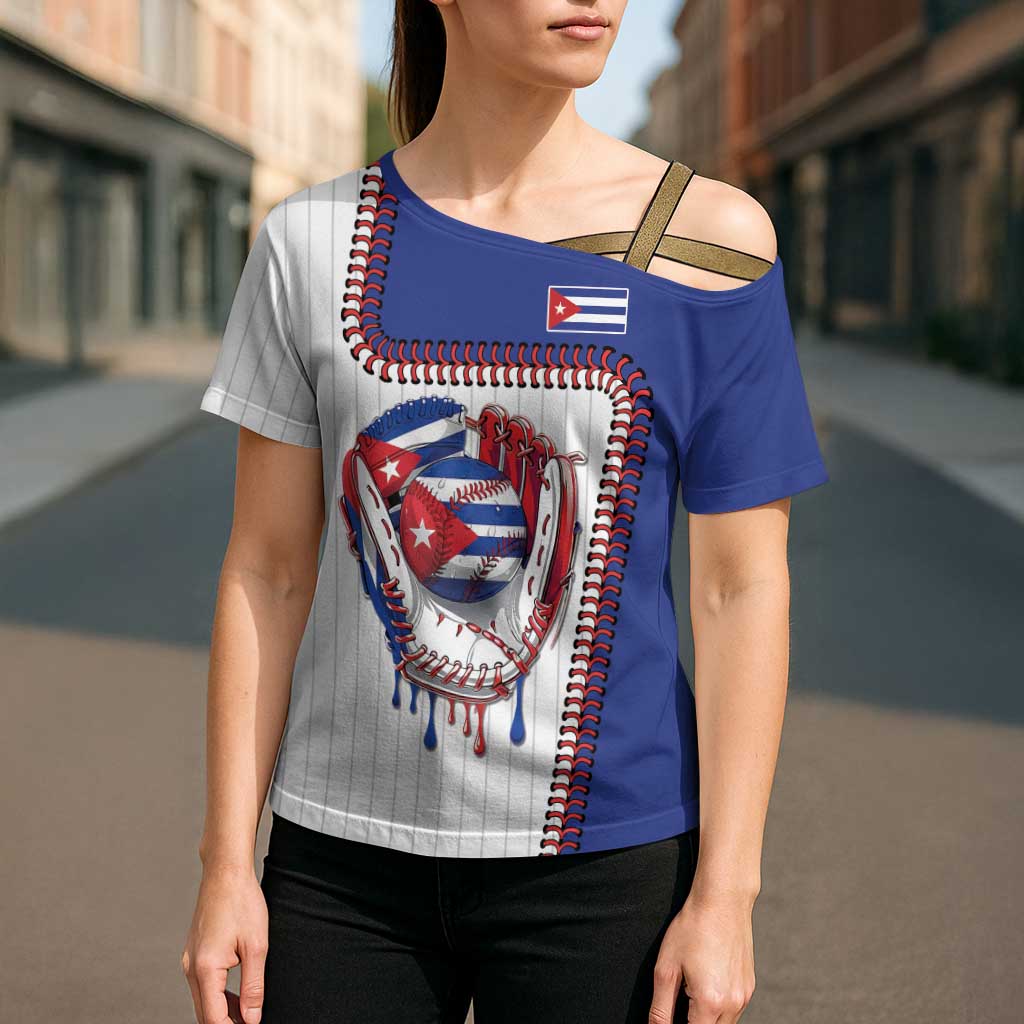 Custom Dripping Baseball Cuba Cross Shoulder Shirt