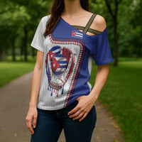 Custom Dripping Baseball Cuba Cross Shoulder Shirt