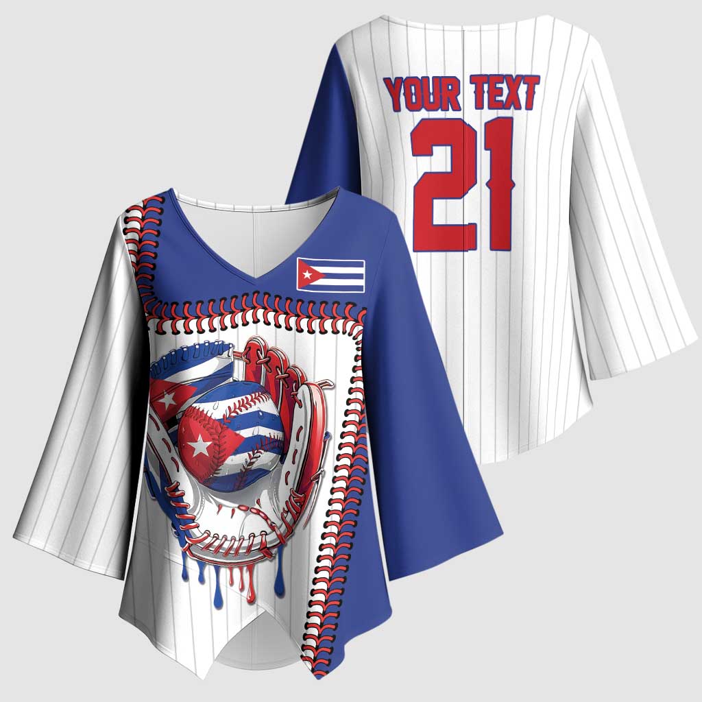 Custom Dripping Baseball Cuba Kimono Sleeve Blouse