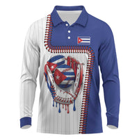 Custom Dripping Baseball Cuba Long Sleeve Polo Shirt
