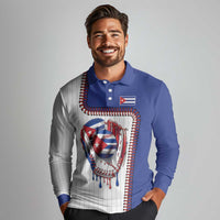 Custom Dripping Baseball Cuba Long Sleeve Polo Shirt