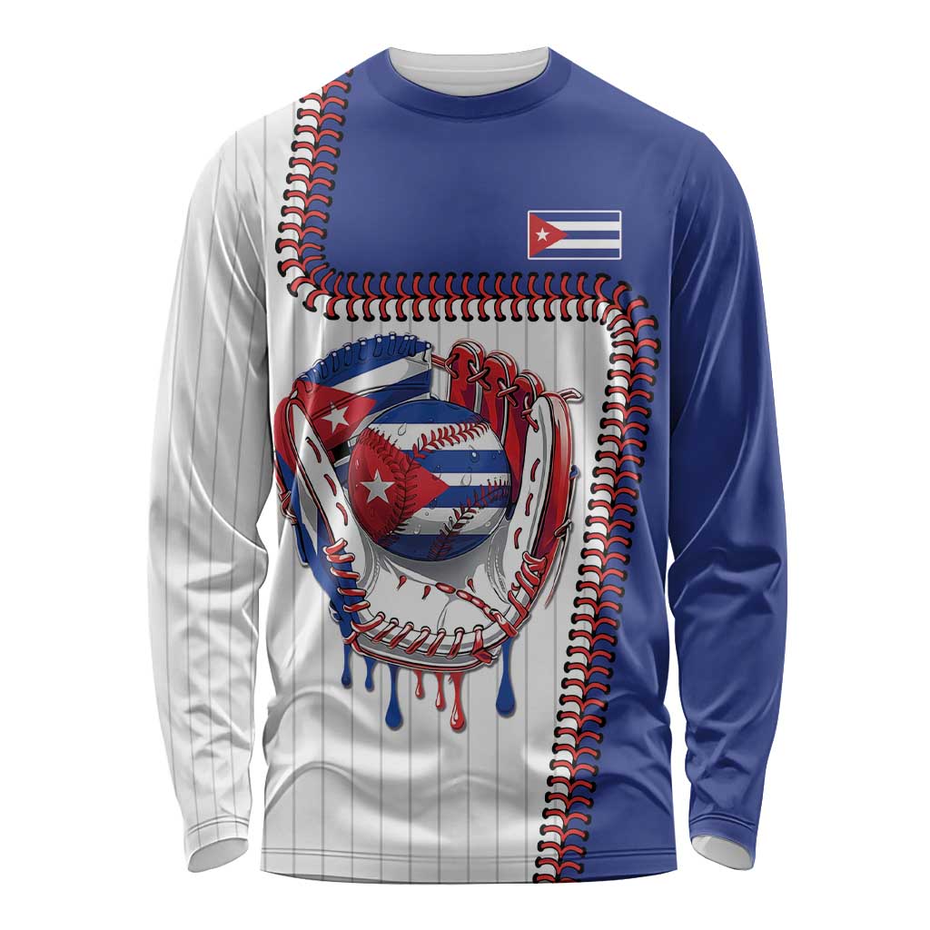 Custom Dripping Baseball Cuba Long Sleeve Shirt