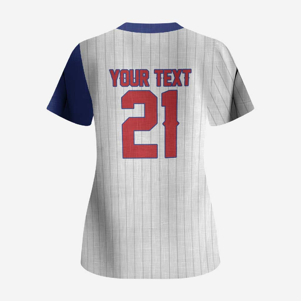 Custom Dripping Baseball Cuba Scrub Top