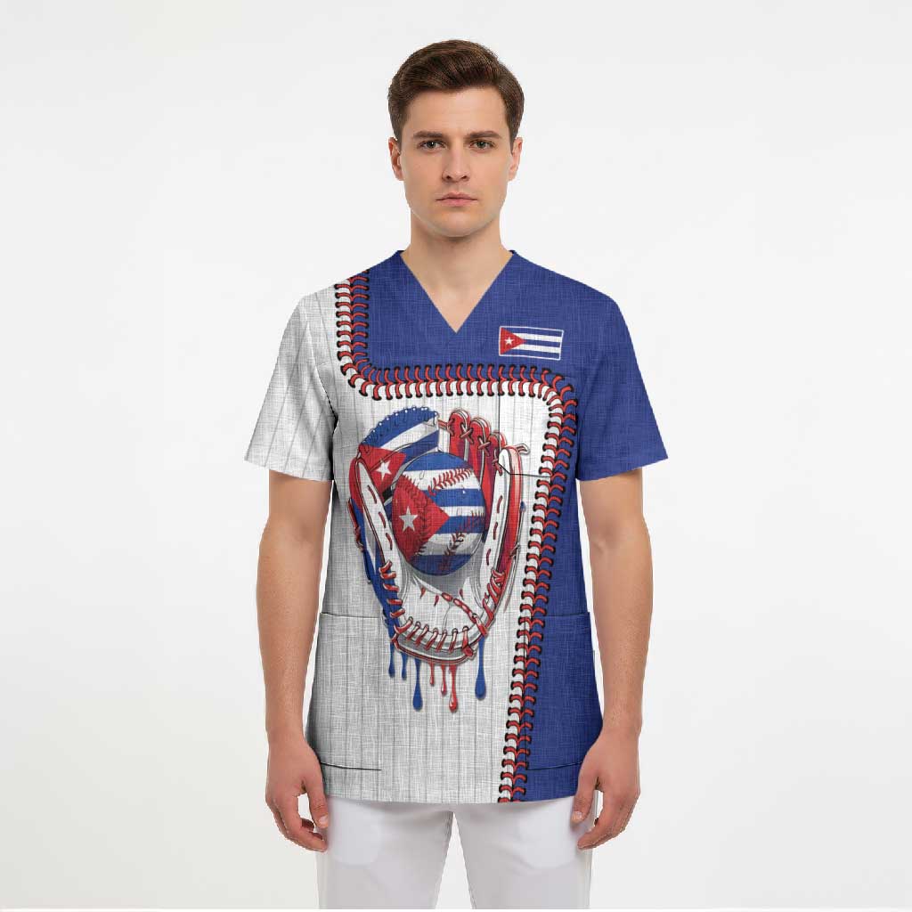 Custom Dripping Baseball Cuba Scrub Top