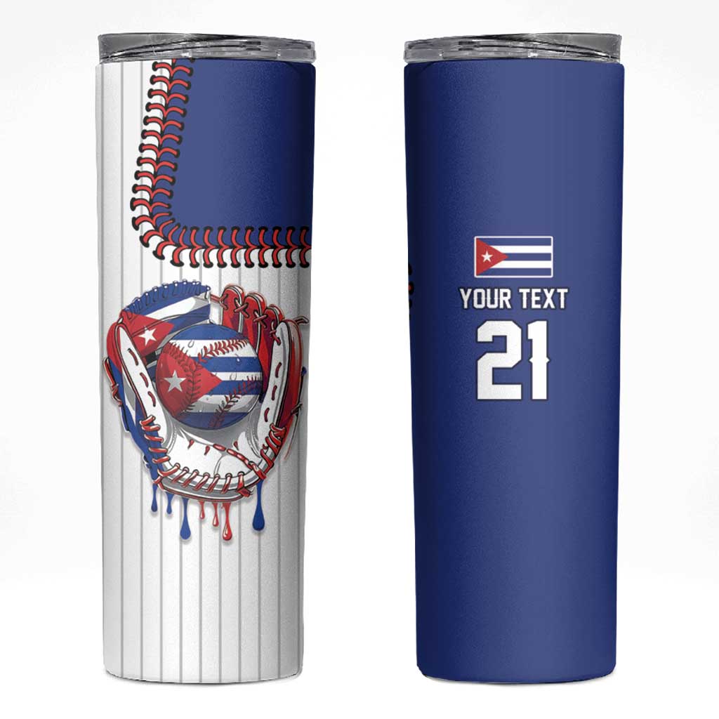 Custom Dripping Baseball Cuba Skinny Tumbler