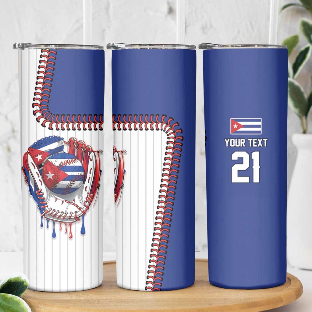 Custom Dripping Baseball Cuba Skinny Tumbler