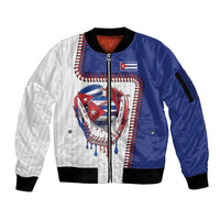 Custom Dripping Baseball Cuba Sleeve Zip Bomber Jacket