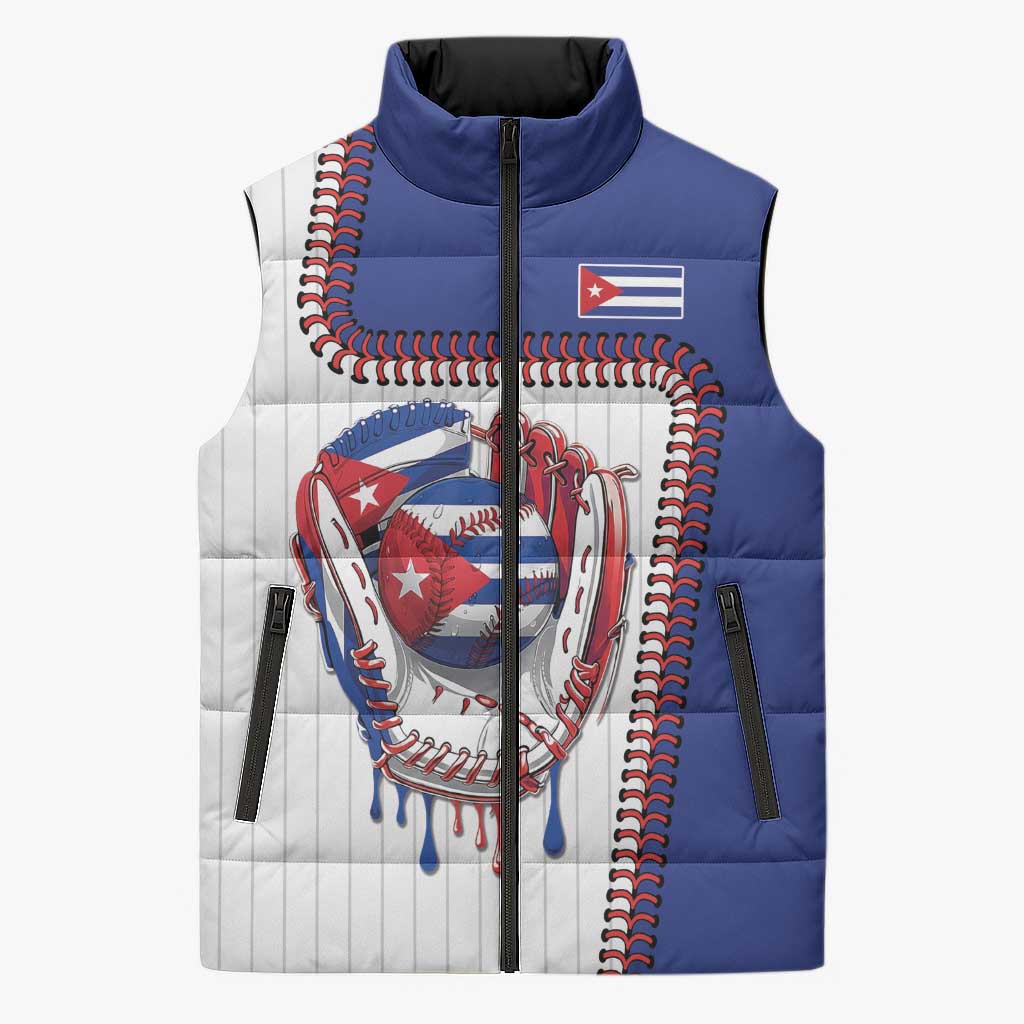 Custom Dripping Baseball Cuba Sleeveless Puffer Jacket