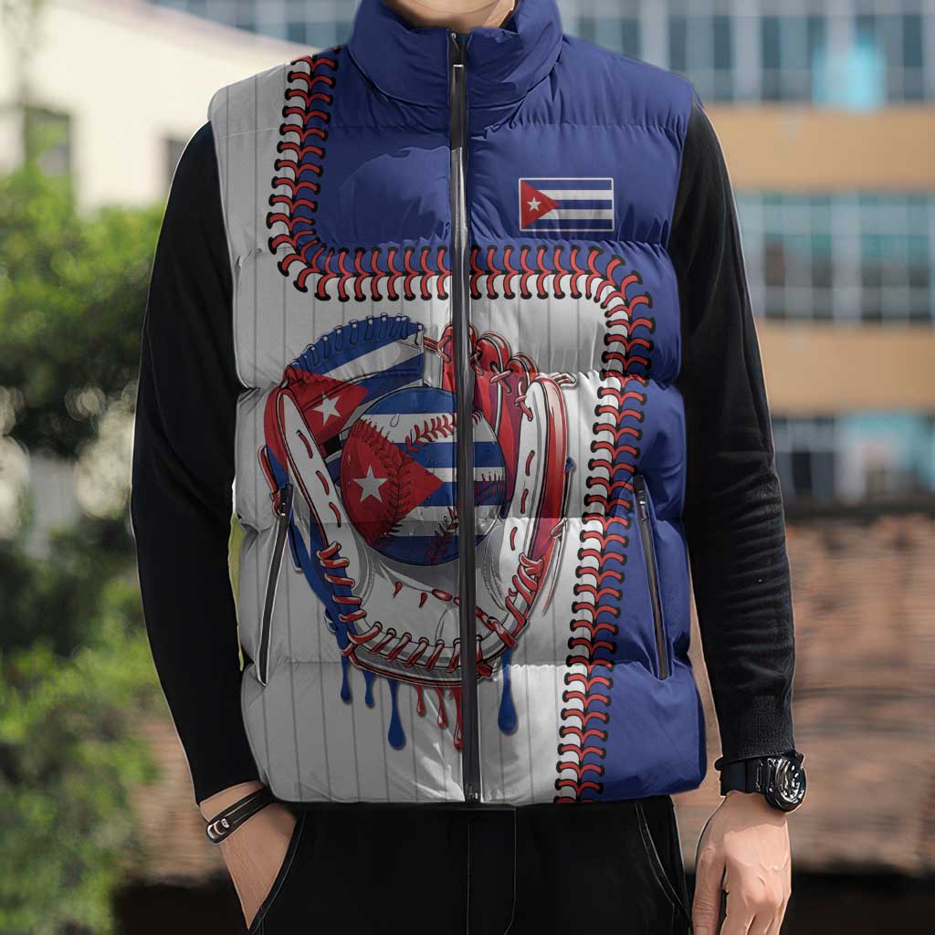 Custom Dripping Baseball Cuba Sleeveless Puffer Jacket