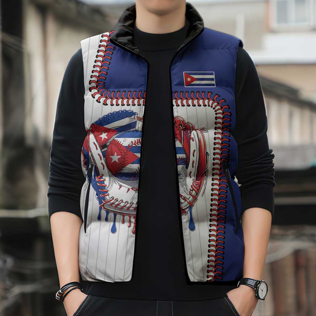 Custom Dripping Baseball Cuba Sleeveless Puffer Jacket